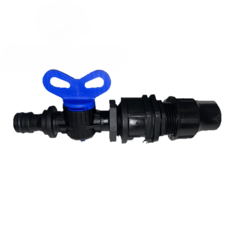 Kugelhahn, Hahnanschluss x 3/4" AG + Druckminderer 2,5 bar + Lock 16 mm